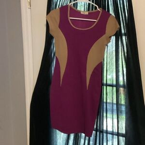 love J Magenta and Tan Colorblock Sheath Dress